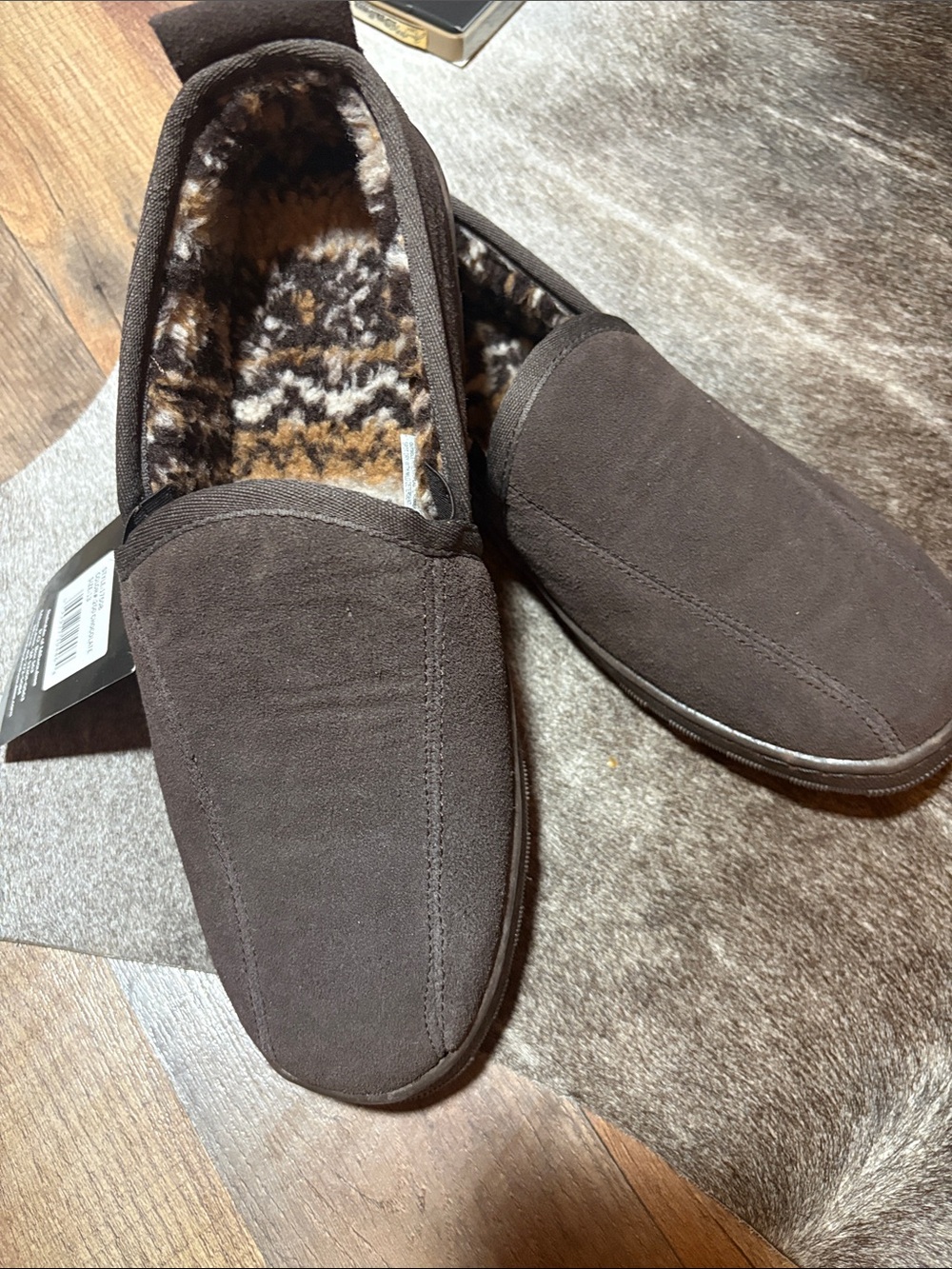 Muk Luks Eric Suede Hard Sole Slippers chocolate brown 13